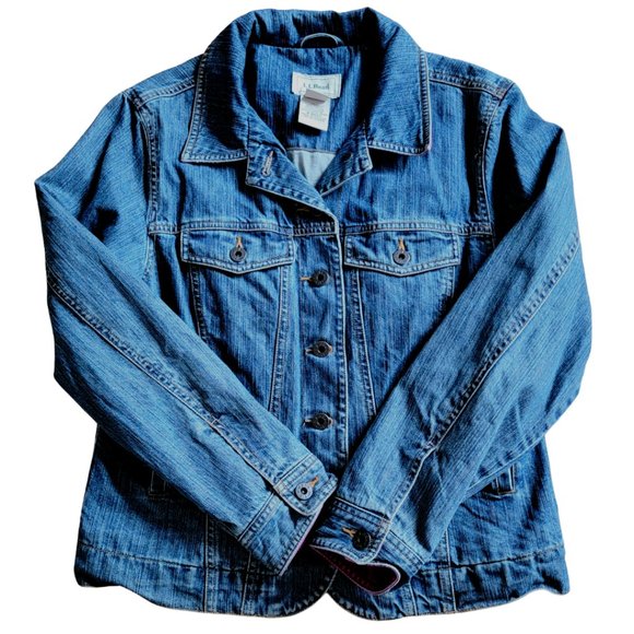 L.L. Bean Jean Jacket Button-Down Front Blue Lined Size Small (EUC) - Picture 4 of 9